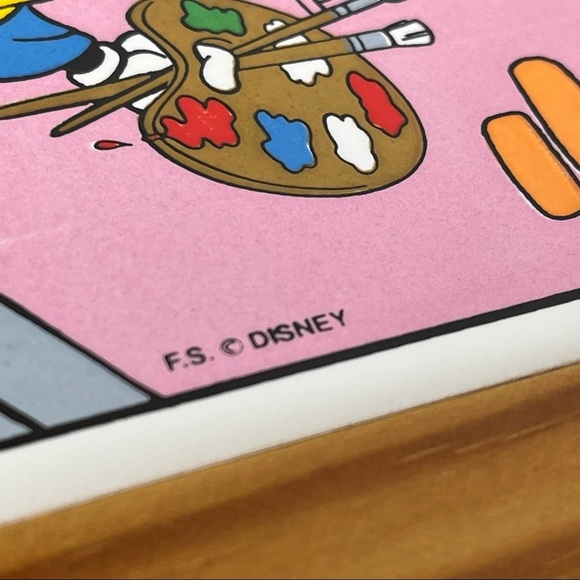 Disney Mickey Mouse the Artist Trivet Pine Wood Frame w/Hanging Loop 5.5”x5.5”‎ - Picture 8 of 8